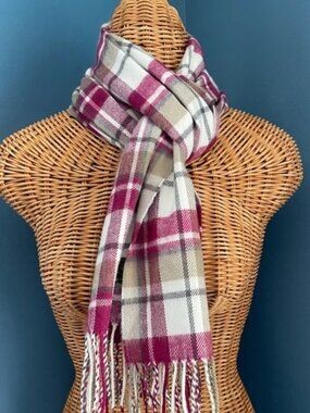 100% Cashmere Plain Scarf from Germany in Pink, Cream and Tan